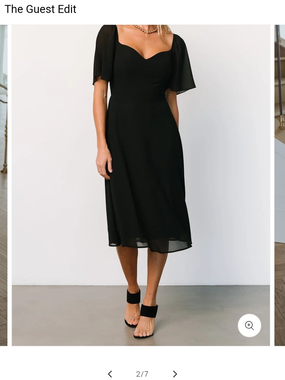 Baltic Born Black Midi Dress with Sweetheart Neckline